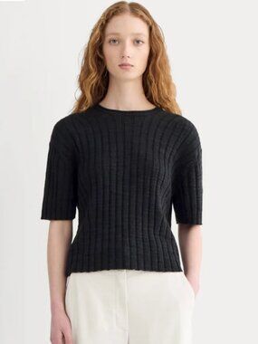 Everlane Oversized Sweater Tee in Cotton Linen Black S